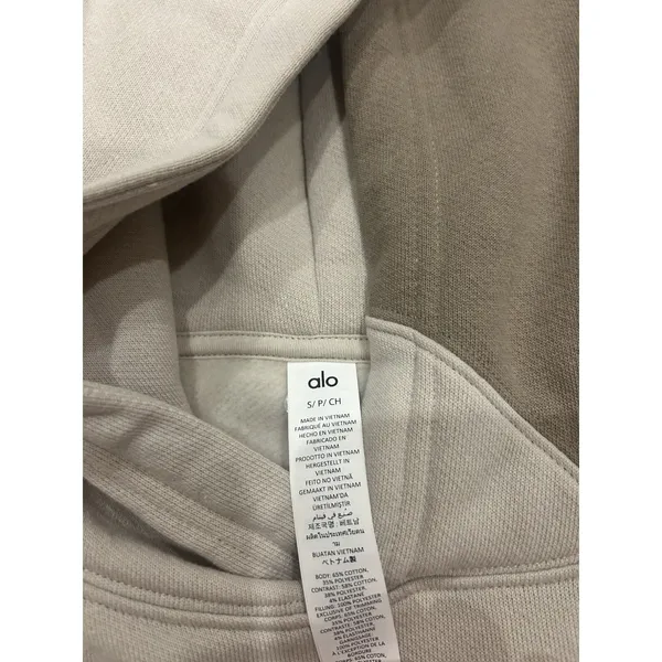Alo Yoga Make Waves Hoodie Unisex S Oversized Sweatshirt Ivory Beige Athletic - Image 4