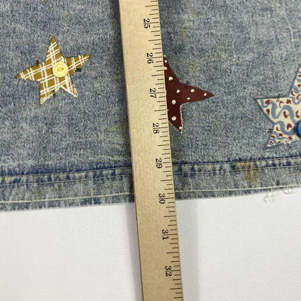Vintage Angel Stars Denim Shirt Womens Large Blue‎ Applique Buttons 90s - Image 13
