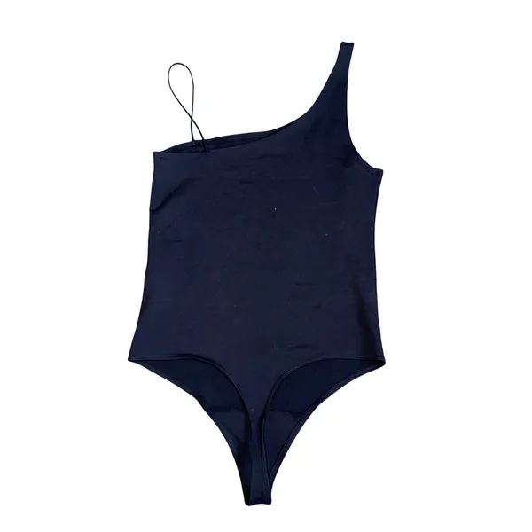 Abercrombie‎ & Fitch One Shoulder Bodysuit Womens Medium Black Excellent Stretch - Image 3