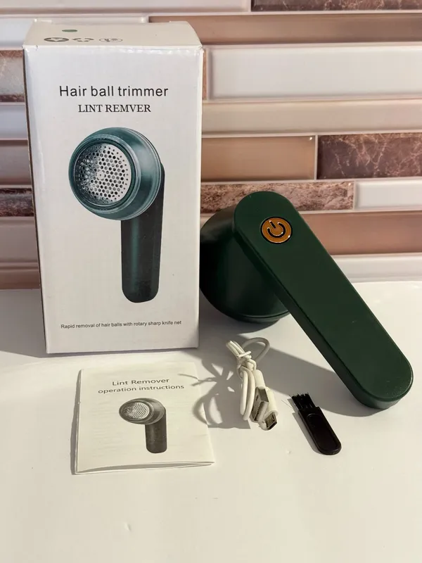 Portable Electric Lint Remover Fabric Shaver Defuzzer for Clothes Furniture Green - Image 2
