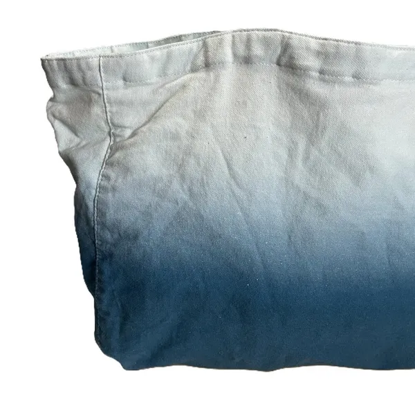 Athleta Tote Bag Blue Ombre Large Cotton Canvas Shopping Bag 19x13 Athleisure - Image 5