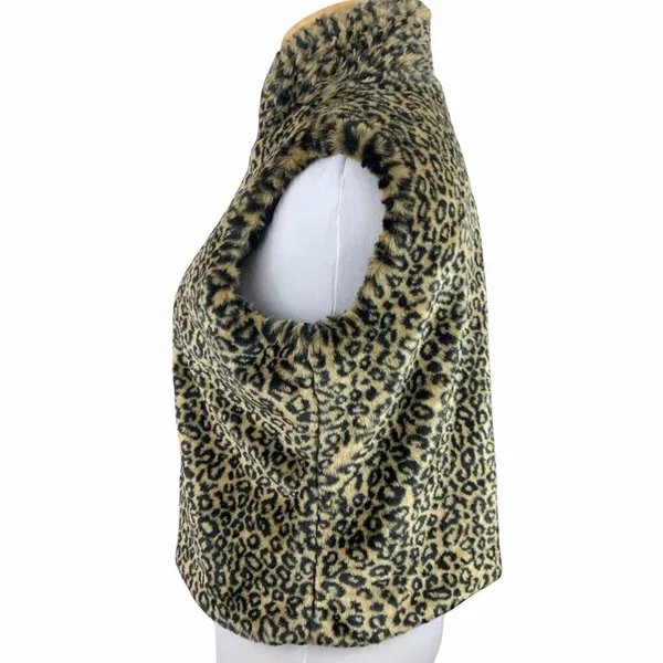 Y2K leopard print faux fur cropped vest - Image 2