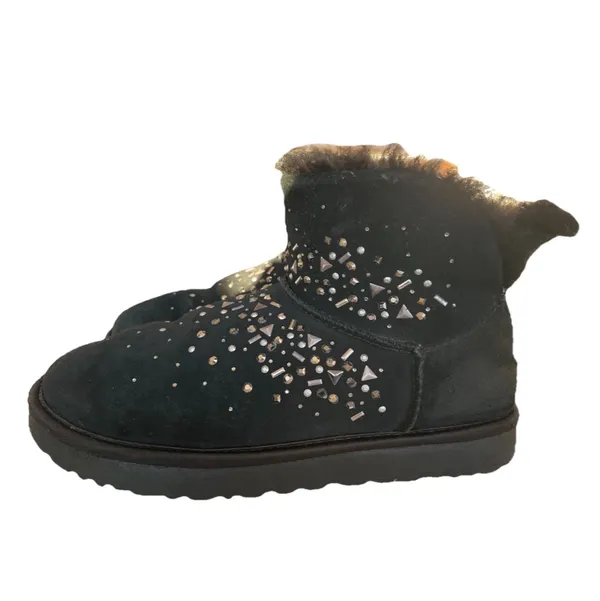 UGG Classic Galaxy Mini Bling Boot Black Suede Womens Size US9 MSRP $180 1103799 - Image 9