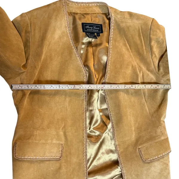Terry Lewis Classic Luxuries Suede‎ Leather Pant Suit Blazer Set Camel Tan Sz L - Image 12