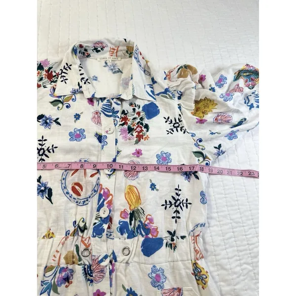 LABEL OF LOVE Women's Size L White Euro Summer Portofino Linen Playsuit Romper - Image 10