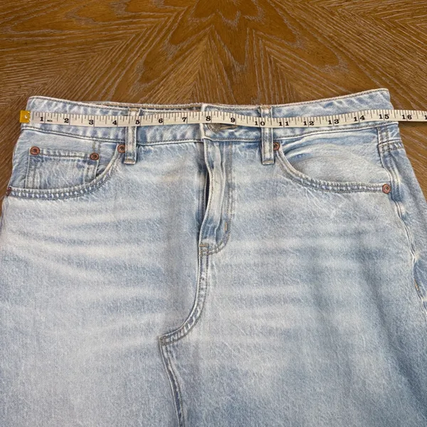 American Eagle Low Rise Maxi Denim Skirt Light Wash Front Slit Size 4 Western - Image 7