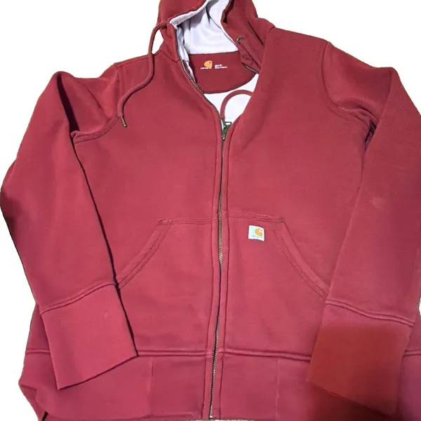 Carhartt Full Zip Hoodie Sweatshirt Women's Medium Red Workwear Outdoors - Image 4