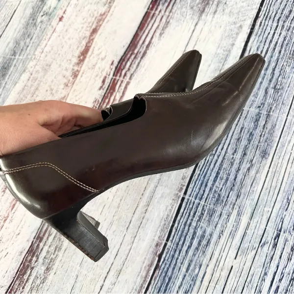 Vintage Paul Green Dark Brown Leather Mid-Heel Dress Shoes - Image 6