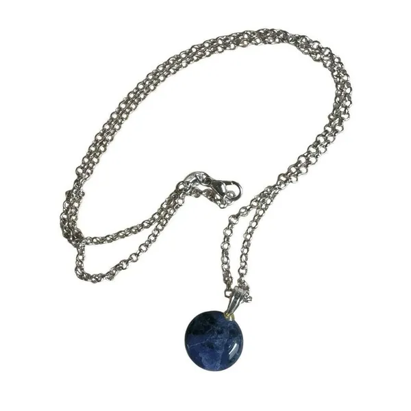 Deep Blue Sodalite Pendant Necklace Blue - Image 3