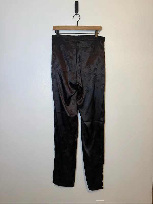 Lioness St‎ Germain Pants Satin Black Floral High Rise Straight leg - Image 5