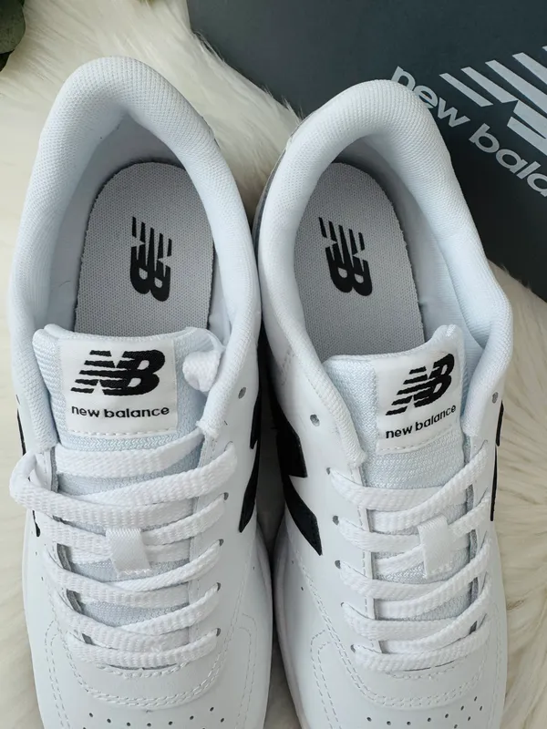 New Balance BB80 Low-Top Leather Sneakers, White/Black, Size 10.5/EU 42.5 - Image 6