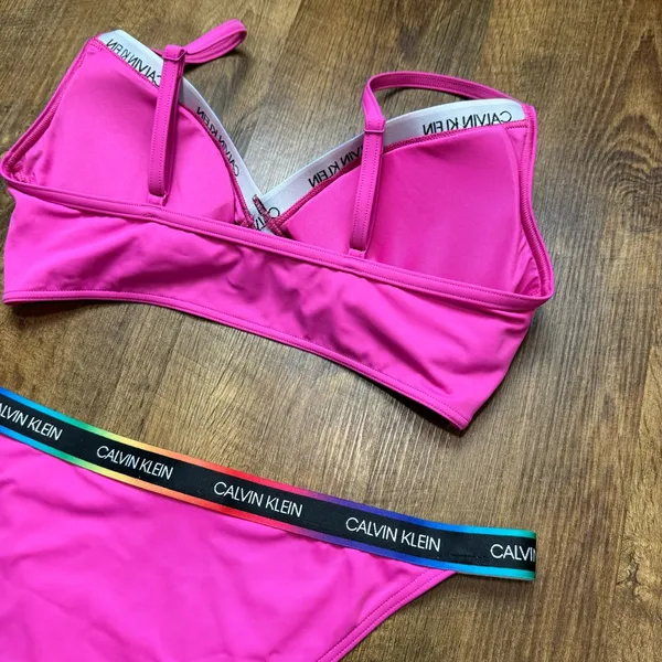 Calvin Klein Pink Branded Strappy Bikini Set Sz L/XL - Image 14