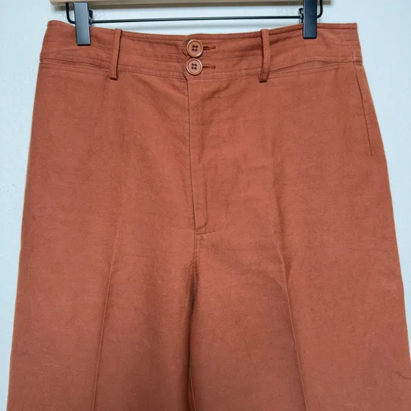 Apiece Apart Women Marida 100% Cotton Pants 8 Rust‎ Orange High Rise Wide Leg - Image 2