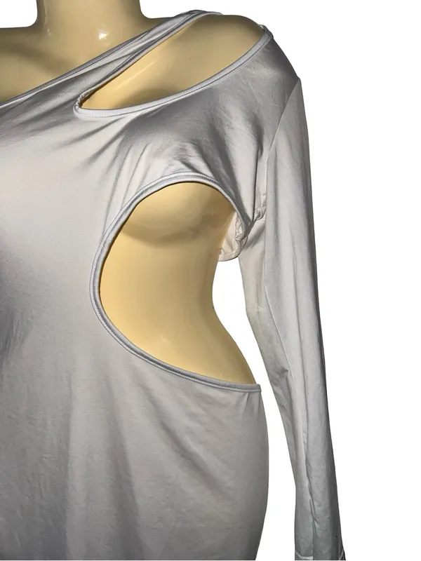 White One-Shoulder Cutout Mini Dress - Image 3