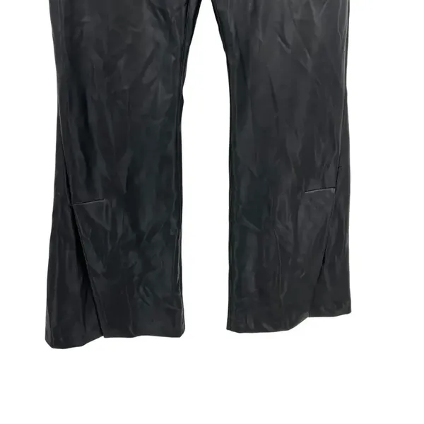 Abercrombie and Fitch Pants Flared Split Hem Vegan Leather Black Size 27 4‎ - Image 4