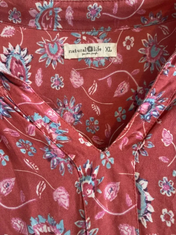 Natural Life Dara Floral Tassel Kaftan 3/4 Sleeve Maxi Dress Size XL hippie boho - Image 4
