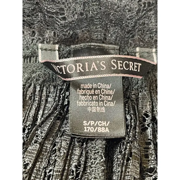 Victoria’s Secret Black Floral Mesh Lace Halter Babydoll Lingerie Dress S - Image 5