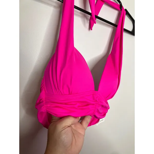 Gibson Latimer Bikini Set Womens S Pink New Ruched Halter High Waist Two Piece - Image 3