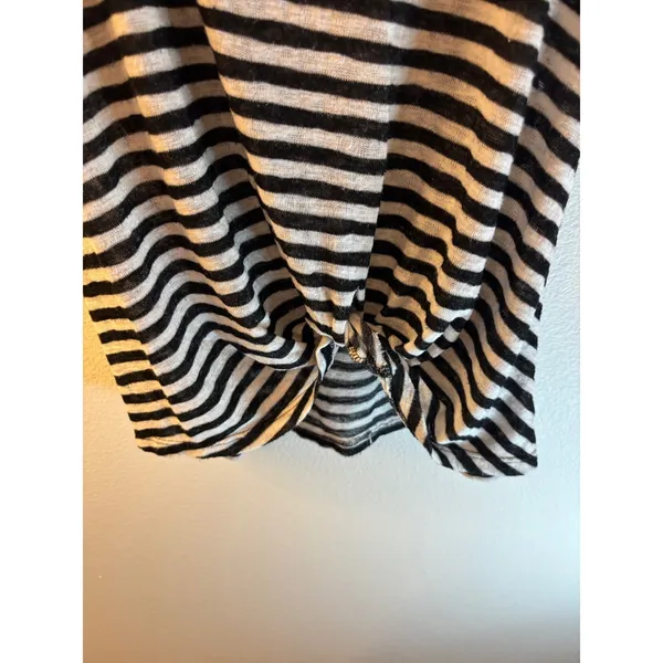 Coin 1804 Los Angeles Striped Front Knot Tank Top Black White‎ Large - Image 3