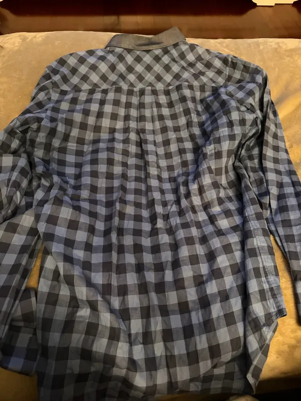 Purple Label Blue plaid men’s long sleeve button down shirt - Image 2