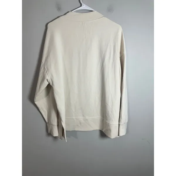 Banana Republic Womens Scuba Knit‎ Tunic Sweatshirt Cream Mock Neck Large 691316 - Image 5
