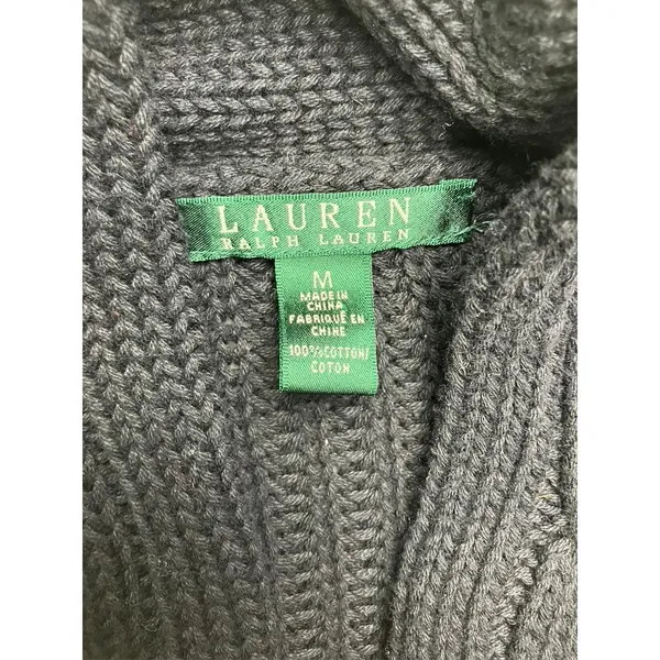 Lauren Ralph Lauren Black Cable Knit Cotton Sweater‎ Women's Size Medium - Image 2