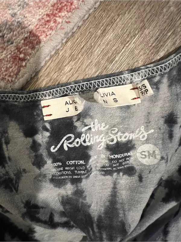 Alice + Olivia Jeans x The Rolling Stones Tank Top Grey Black Tie Dye – Xs/S - Image 7