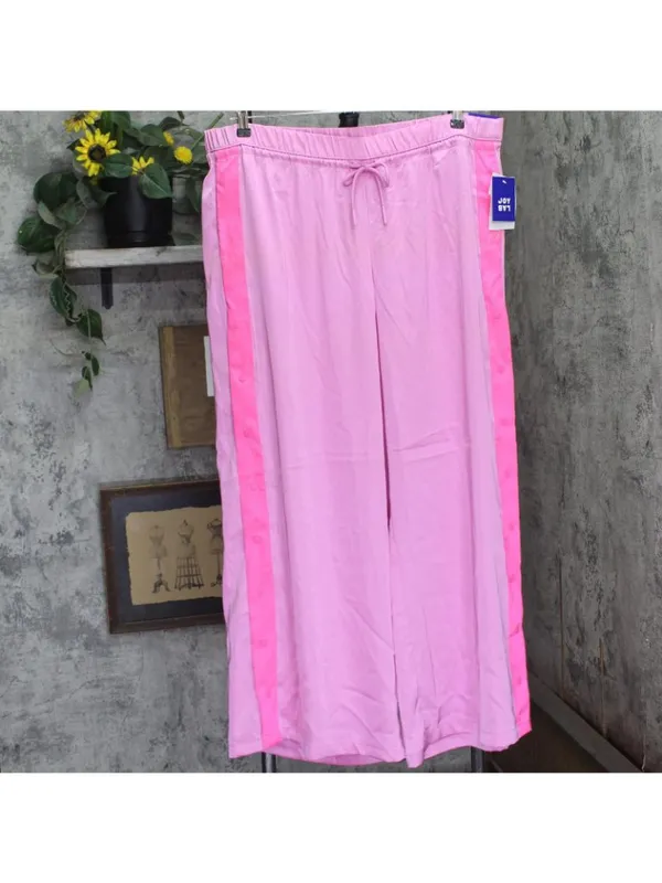 NWT Joylab Elastic Waist Satin Tear Away Track Drawstring Pants Neon Pink 2XL - Image 2