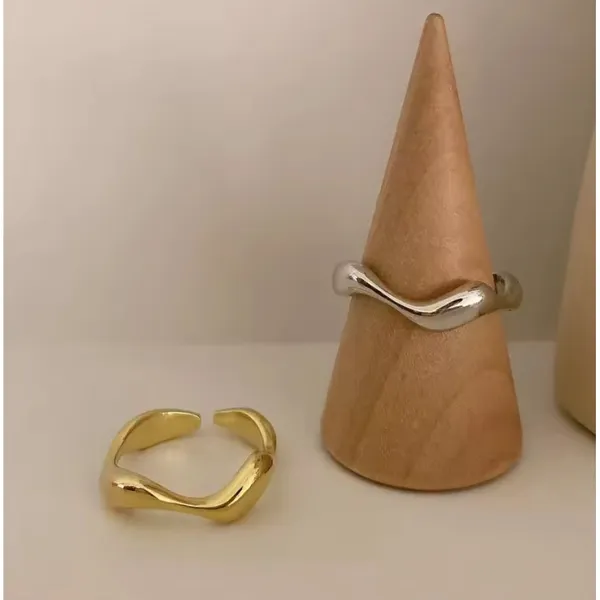 🆕 Yellow‎ Gold Wave Ring Gold Plated 925 Sterling Silver | Adjustable - Image 15