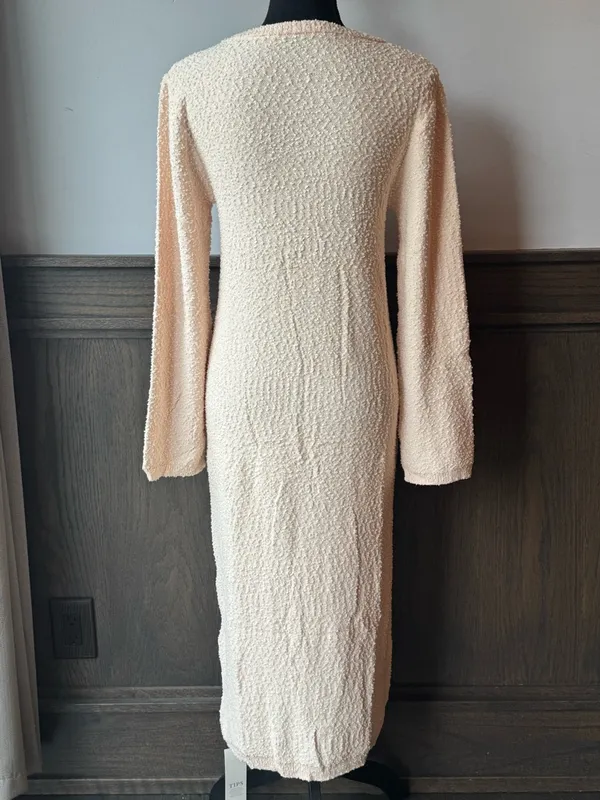 Saodimallsu Cream Textured Long Sleeve Dress - Women small - Image 4