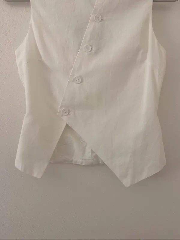 Anthropologie NWT Le Lis Luana Asymmetrical Cotton Minimalistic Neutral Top size xs - Image 6