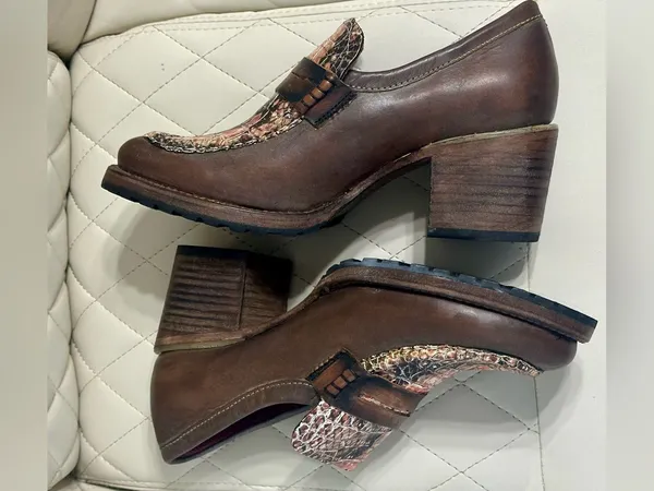 FREEBIRD by Steven Women's Bristol Snake Leather chunky Heel Shoes size 8 - Image 11
