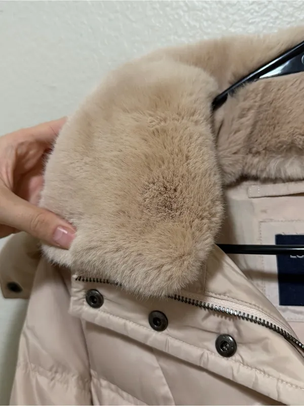 London Fog Blush Pink Faux Fur Collar Quilted Puffer Coat Estimated M/L - Image 3