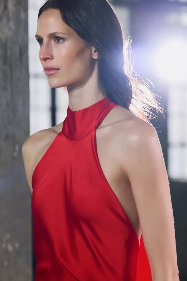 Zara Elegant Red Halter Neck Dress gown satin scarf shawl evening cocktail wedding - Image 7