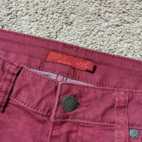 PrAna Women's Burgundy Red Orangic Cotton Skinny Leg‎ Pants Size 4/27 - Image 5