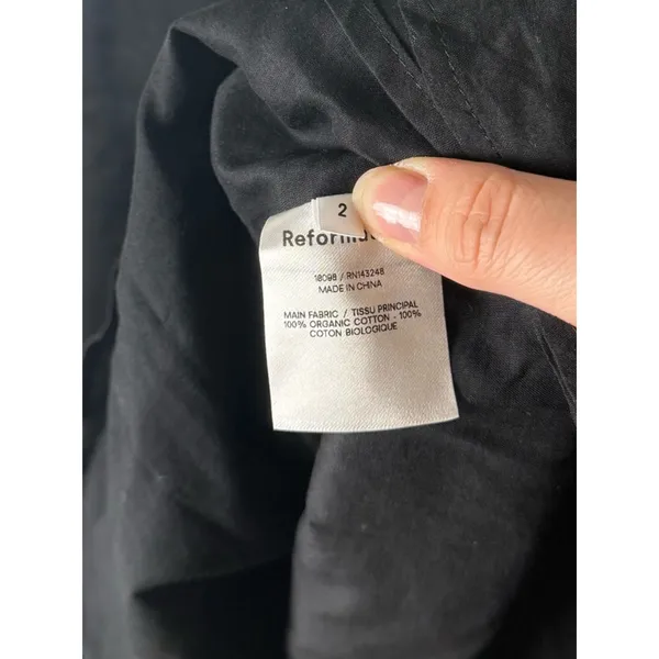 Reformation Noa Organic Cotton Midi Dress in Black 2 NEW - Image 7