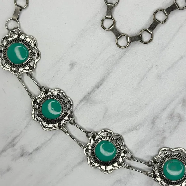 Flower Concho Western Turquoise Enamel Belt OS ✨ - Image 9