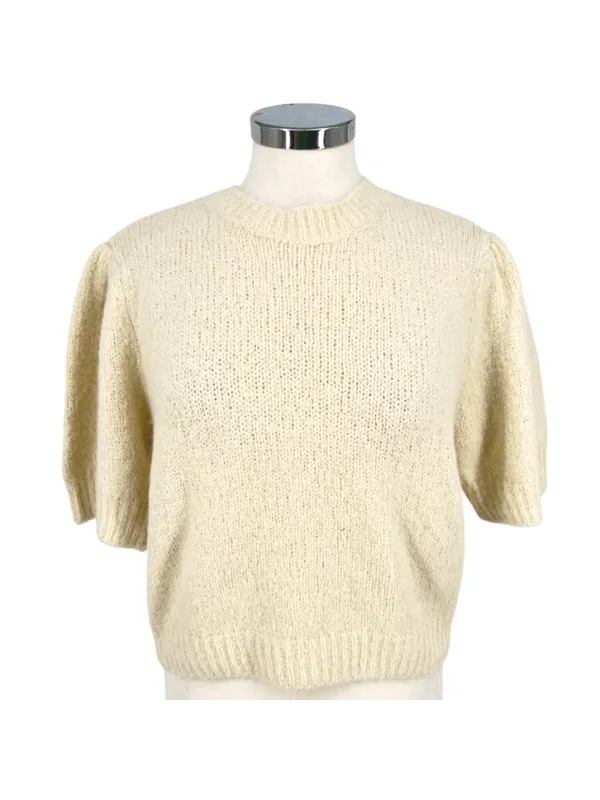 Vero Moda Puff Sleeve Cream Sweater Size Large Light Academia Cottagecore - Image 9