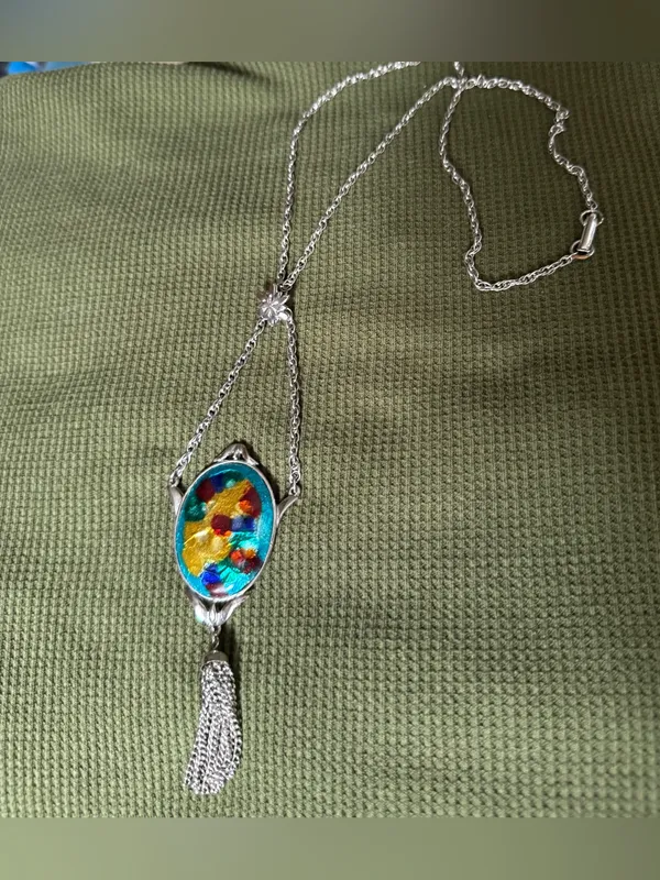Celebrity Multicolor Glass Pendant Tassel Necklace - Women Jewelry - Image 3