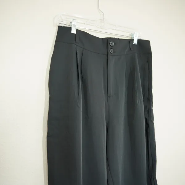 Halara Size Large Pants Black High Waisted Pleated Wide Leg Trousers Career - Image 3