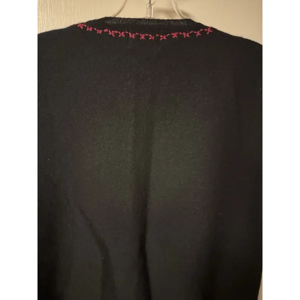Vntg Napa Valley‎ 100% Wool Embroidered Zip Cardigan Size M - Image 14