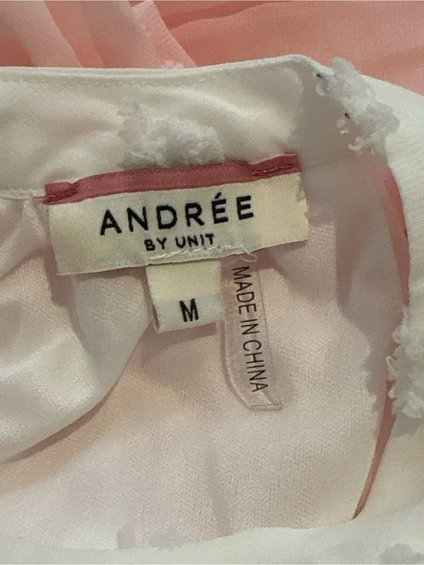 Andrée by Unit Maxi Dress M Pink White Swiss Dot - Image 8