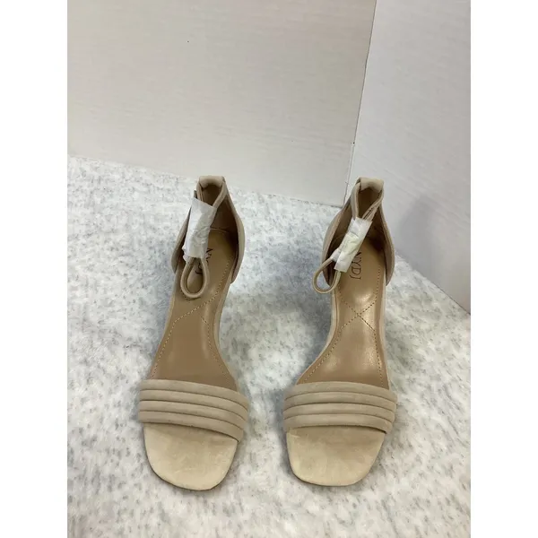 NYDJ Addie02 Sand Suede Heeled Sandals Womens Size‎ 5 Nude Open Toe Kitten Heel - Image 2