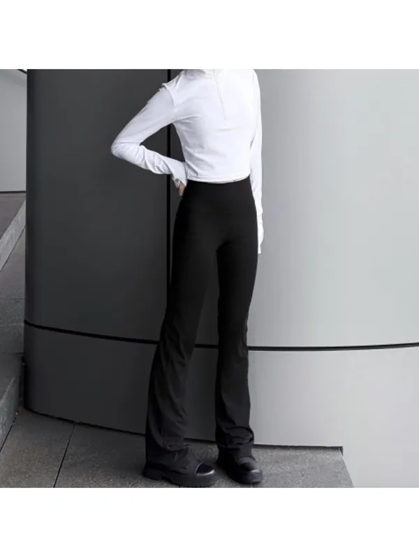 Uniqlo AIRism Soft Ribbed Flare Leggings Black XS - Image 3