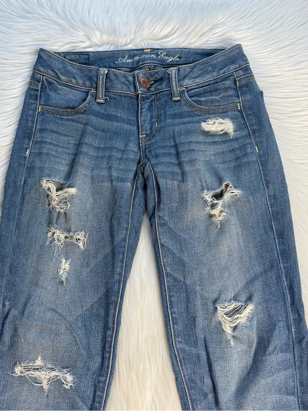 American Eagle Faded Distressed Low Rise Jeggings - Image 2