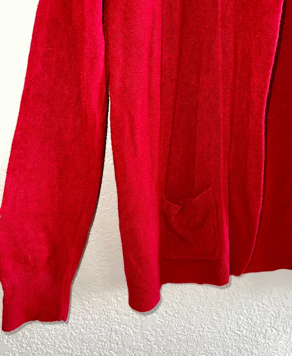 Soft Red Knit Cardigan w/ Pockets Size M - Image 2