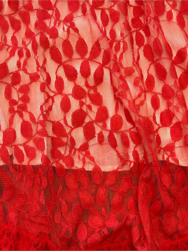 Free People Red Lace Fit & Flare Mini Dress 10 Boho Romantic Whimsigoth skater - Image 5