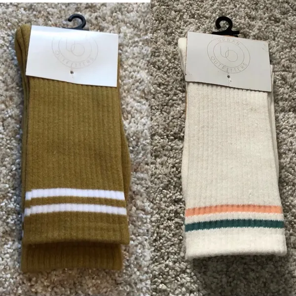Bundle of 2 pair socks, New Urban Outfitters athletic stripe crew socks one size - Image 2