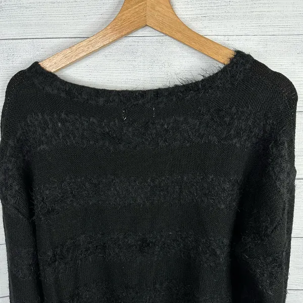 Joseph A Womens size Large Black Knit Eyelash Mixed Media Sweater - Image 7