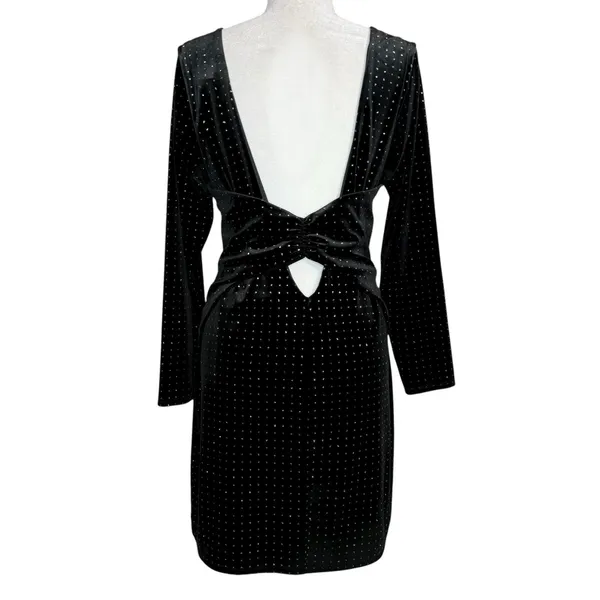 Express Velvet Dress L‎ Long Sleeve Party Cocktail Sparkle Backless Whimsigoth - Image 6